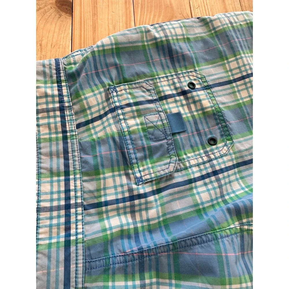 Vineyard Vines Mens Plaid Board Shorts Blue Green Pink Size 34 Swim Trunks